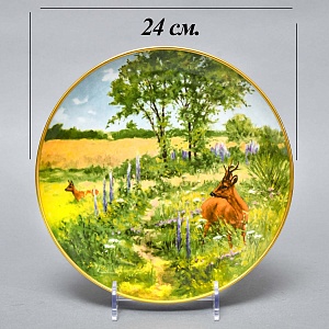 Коллекционная Фарфоровая Тарелка - Блюдо «Дикая Природа. Косули», KAISER Германия.
