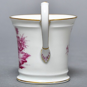 Фарфоровая Кофейная пара + тарелка «Пейзаж у реки», Hochst Германия, середина XX века.