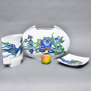 Декоративный комплект - Две Вазы и Блюдо из коллекции TASCA, Фарфор Rosenthal Германия, 80-е годы.