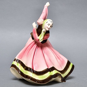 Коллекционная статуэтка «Народный Танец», Фаянс, HERTWIG Германия, 1941 - 1958 годы. 