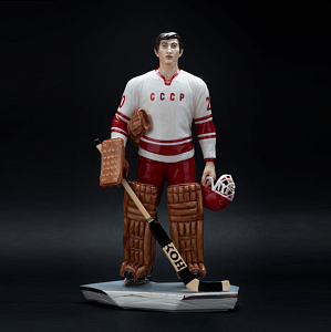Большая Коллекционная Авторская Статуэтка «Хоккеист СССР – Владислав Третьяк №20», фарфор, Россия. 