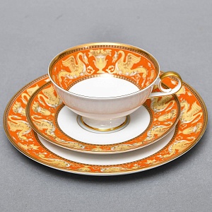 Коллекционная Фарфоровая Чайная тройка «Золотые грифоны», Kaiser Германия, 1979 - 1990 годы. 