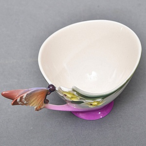 Авторский Фарфоровый Чайный сервиз «Бабочки и стрекозы» на 4 персоны, Franz Collection Тайвань.