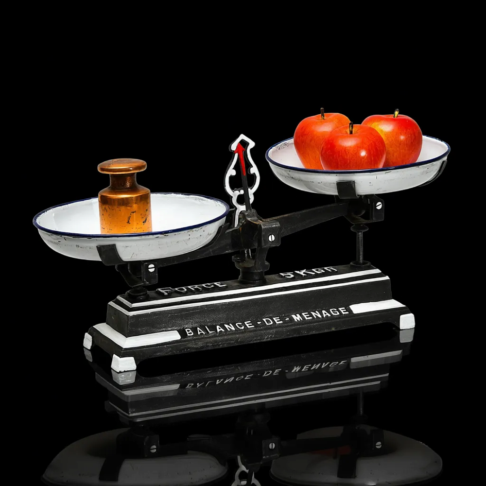 Антикварные Чугунные Кухонные весы с чашками FОRCE на 5кг. Франция начало ХХ века!