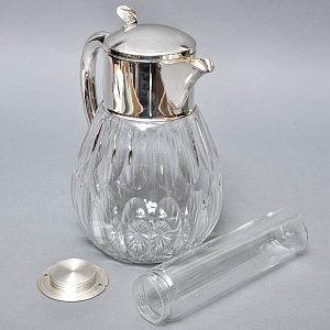 Винтажный Хрустальный  Графин - Кувшин на 3 литра с Колбой для льда, Silverplated Германия. 
