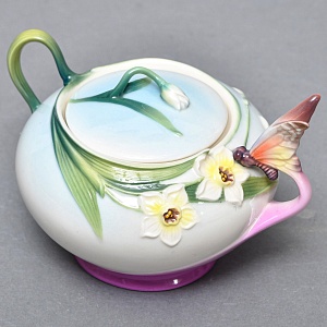 Авторский Фарфоровый Чайный сервиз «Бабочки и стрекозы» на 4 персоны, Franz Collection Тайвань.