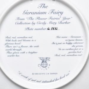 Коллекционная Фарфоровая Тарелка - Блюдо «Фея Герани», Wedgwood Англия - 1989 год. 