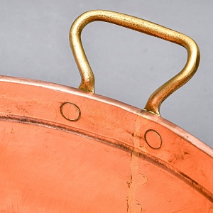 Винтажный Медный Таз на 16-ть литров в латунном окладе, Франция - первая половина ХХ века. 