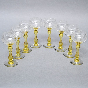 Антикварный Набор бокалов для Вина 8 шт. «MICADO VIGNE», Saint Louis. Франция, начало ХХ века. 