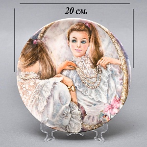 Коллекционная Фарфоровая тарелка «Девушка в жемчужном ожерелье», Wedgwood Англия - 1987 год. 