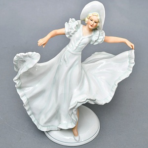  Коллекционная Фарфоровая статуэтка «Танцовщица в пышном платье», Schau Bach Kunst Германия.