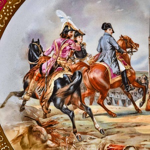 Коллекционная Фарфоровая тарелка - блюдо «Наполеон в битве при Йене», Porcelaine de Paris Франция.