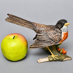 Бисквит! Коллекционная Фарфоровая статуэтка «Птица - Певчий дрозд» KAISER Porzellan Германия - 1979 год.