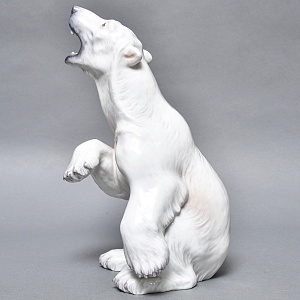 РЕДКОСТЬ! Большая Фарфоровая статуэтка «Белый медведь», Dahl-Jensen Дания, середина ХХ века.