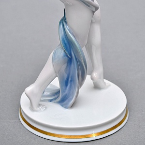 Антикварная Фарфоровая статуэтка «Обнаженная с шарфом», ROSENTHAL Германия - 1924 год. 