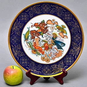 Коллекционное Блюдо - Тарелка «Мифы, сказания. Чингисхан - Завоеватель» Фарфор, Hutschenreuther Германия. 