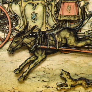 Объемная Картина - Панно в технике 3D декупаж «Два экипажа», 70-е годы ХХ века.