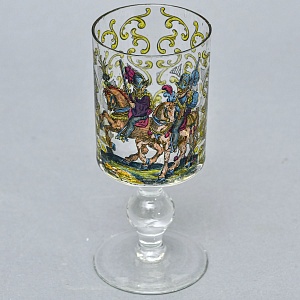 Редкость! Антикварный Стеклянный Бокал - Кубок для Вина «Воины - Охотники», Германия конец XIX века. 