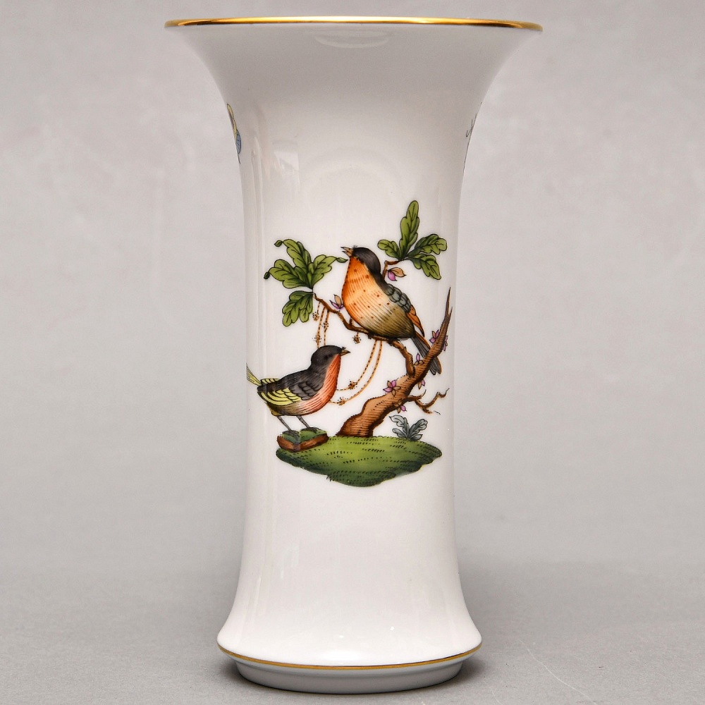 Небольшая Коллекционная Ваза для цветов «ROTHSHILD BIRDS», Фарфор Herend Венгрия.
