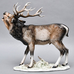 Большая Фарфоровая статуэтка «Благородный ОЛЕНЬ», ROSENTHAL Германия, середина ХХ века. 