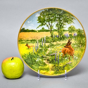 Коллекционная Фарфоровая Тарелка - Блюдо «Дикая Природа. Косули», KAISER Германия.