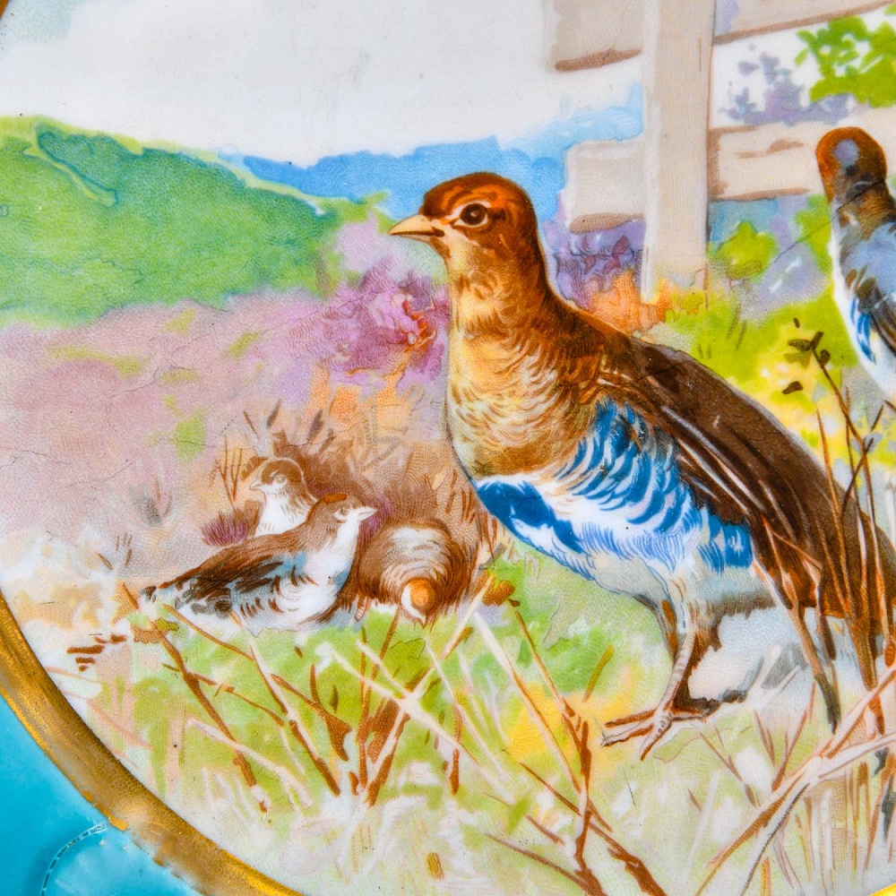 Редкость! Антикварное Блюдо - Тарелка «Охота - Птицы - Куропатки» Фарфор Limoges Франция 20 гг.