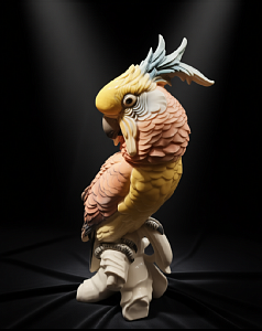 Большая Птица - Фарфоровая Статуэтка «Розово - Жёлтый Какаду» Н -36 см., Karl Ens Германия.