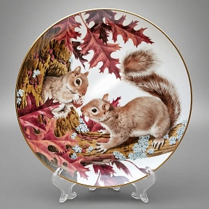 Коллекционная Тарелка «Лесной Год - ОКТЯБРЬ» Фарфор, Studio Fine Porcelaine Англия -1982 год.