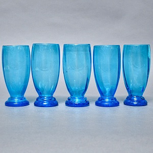 Антикварный Стеклянный Набор Кувшин + Стаканы «Аквамарин» Германия - 30-е годы ХХ века.