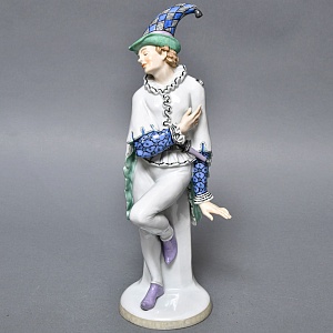 Антикварная Фарфоровая статуэтка Арт Деко «ШУТ», Karl Ens Германия, первая половина ХХ века. 