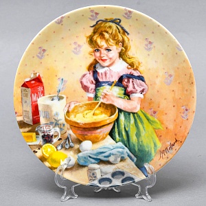 Коллекционная Фарфоровая Тарелка «День девочки Бекки. Приготовление маффинов», RECO США - 1986 год. 