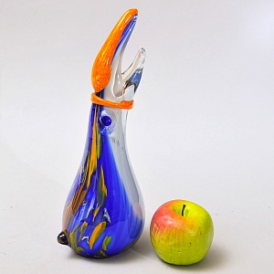 Авторская Коллекционная Стеклянная Статуэтка - Ваза «Тукан», Цветное стекло, Россия.