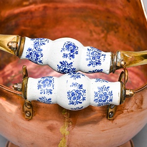 Винтажный Зольник с Фарфоровыми ручками Кашпо Медь Англия середина ХХ века!