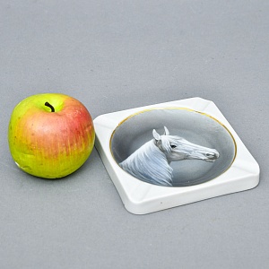 Антикварная Фарфоровая Пепельница  - Мелочевница "Лошадь", Kaestner Saxonia, Германия -20 гг.