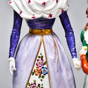 Антикварная Статуэтка «Неожиданное Угощение», Фарфор, Dressel & Kister Passau Германия, 1907 - 1922 гг. 