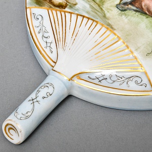 Антикварное Фарфоровое Настенное Кашпо - Ваза «Веер», роспись, Limoges Франция -1891 год.