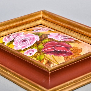 Авторская Эмаль - Картина - Натюрморт «Розовый Букет», Металл, Эмаль Германия -1983 год.