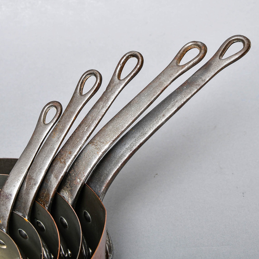 Винтажный Набор из 5-ти Медных Ковшиков разных размеров Франция, 70-е годы ХХ века!