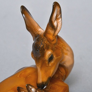 Коллекционная Фарфоровая статуэтка «Олениха и олененок », ROSENTHAL Германия, середина ХХ века. 