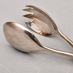 Сервировочные Щипцы для салата, Металл Silverplate, Англия - середина ХХ века.