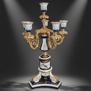 Редкость! Большой Фарфоровый Канделябр - Подсвечник на 6-ть свечей, Giulia Mangani Италия, середина ХХ века. 