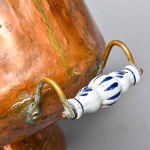 Большой Антикварный Зольник - Угольница с Фарфоровыми ручками, Медь, Англия, первая половина ХХ века! 