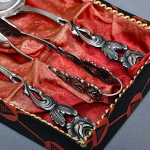 «Хильдесхаймская роза» - Десертный Сервировочный Набор, Silverplate, Германия 60-е годы.