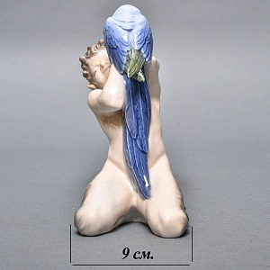 Коллекционная Фарфоровая статуэтка «Фавн с попугаем», Royal Copenhagen Дания, 50-е годы.