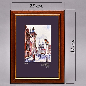 Авторская Коллекционная Картина - Рисунок «Старый Город - Прага», Чехия конец ХХ века.