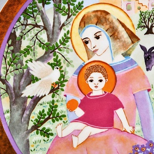 Коллекционная тарелка - блюдо «Иосиф, Мария и младенец в бегах», фарфор Königszelt Bavaria Германия - 1983 год. 