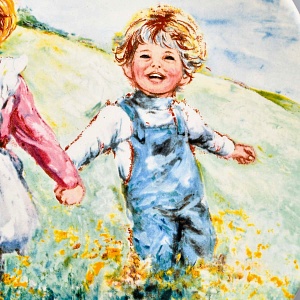 Коллекционная Фарфоровая тарелка «Детство. Дети на лугу», Wedgwood Англия - 1982 год. 