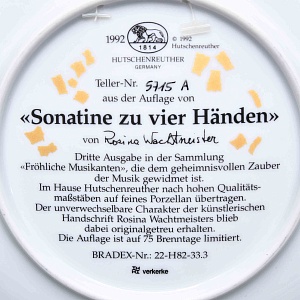 Коллекционная тарелка «Соната в четыре руки», Фарфор Hutschenreuther Германия - 1992 год.