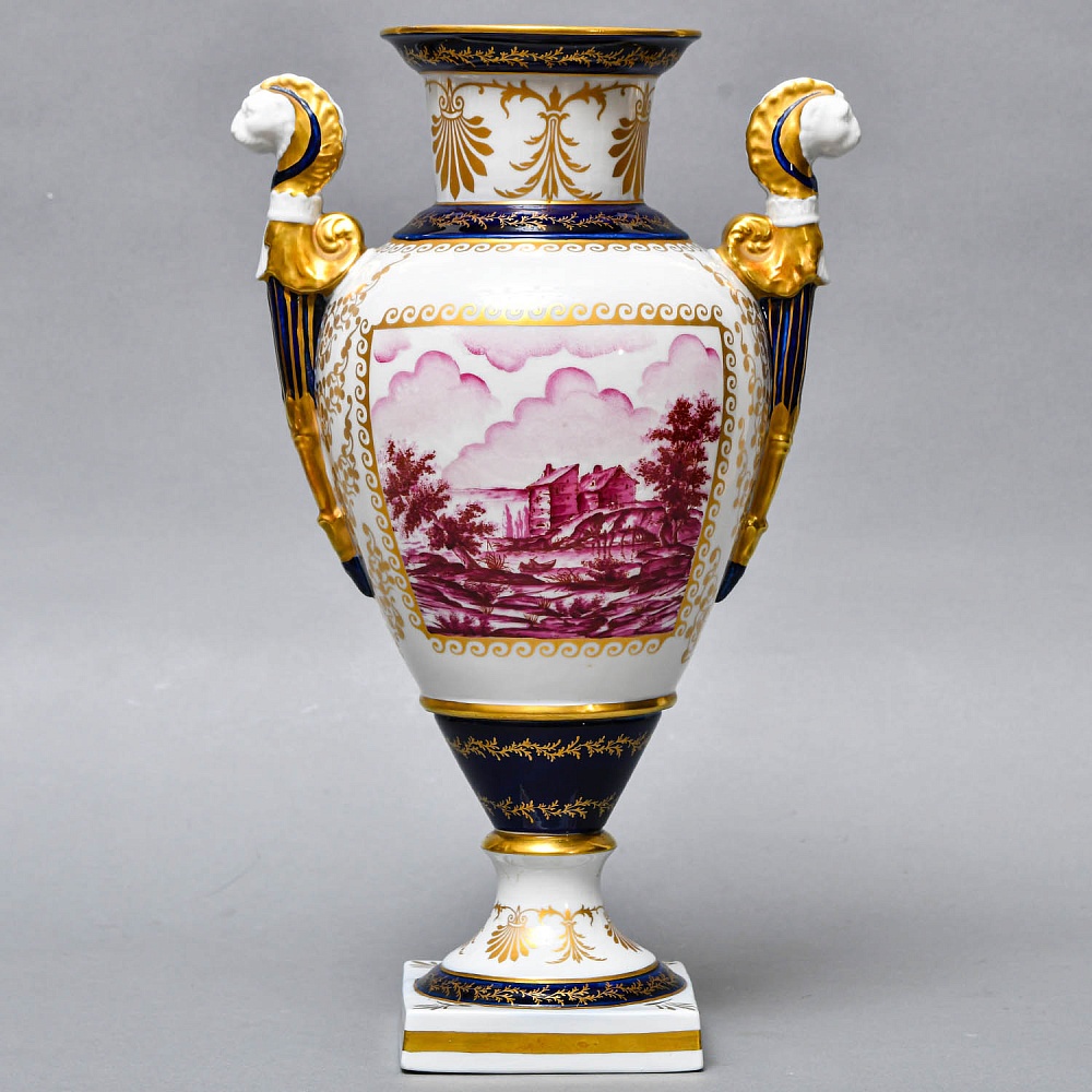 Коллекционные Парные Фарфоровые Вазы в стиле Ампир, Giulia Mangani Италия, середина ХХ века. 