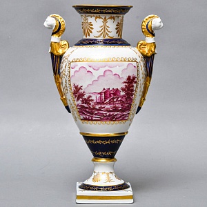 Коллекционные Парные Фарфоровые Вазы в стиле Ампир, Giulia Mangani Италия, середина ХХ века. 